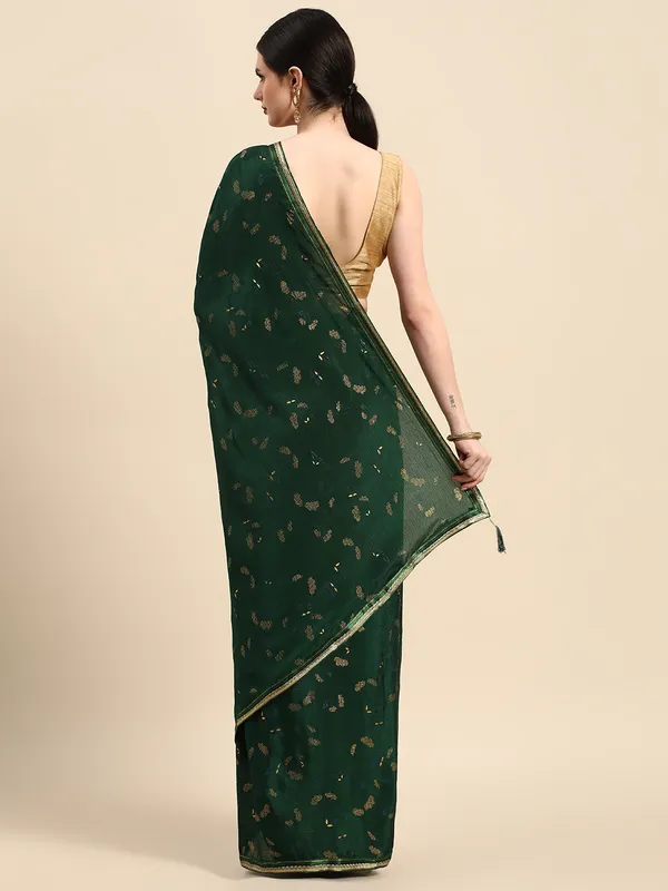 Indian_Women_Green_Chinon_Silk_Foil_Work