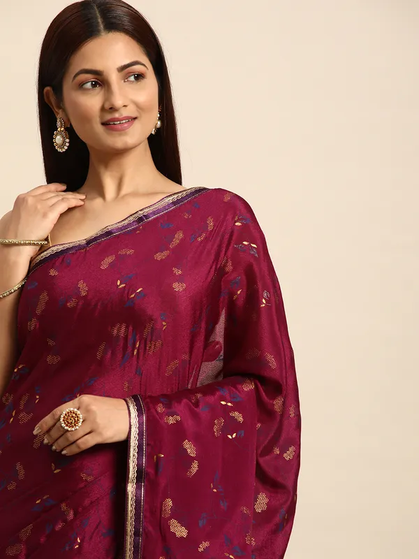 Indian_Women_Wine_Chinon_Silk_Foil_Work
