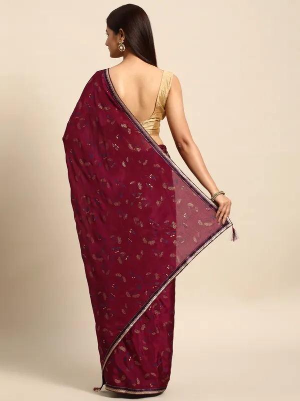 Indian_Women_Wine_Chinon_Silk_Foil_Work