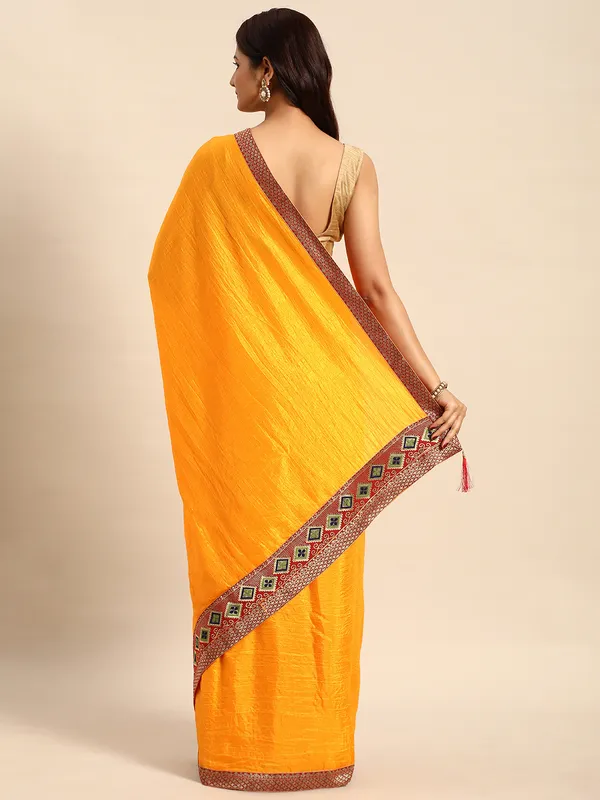 Yellow_Vichitra_Silk__Saree_Fancy_Border