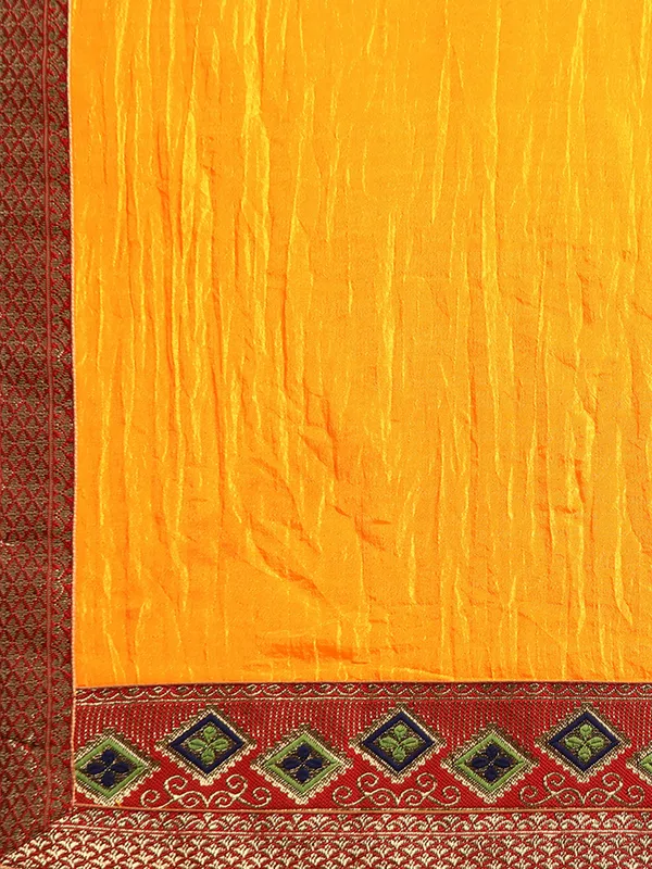 Yellow_Vichitra_Silk__Saree_Fancy_Border