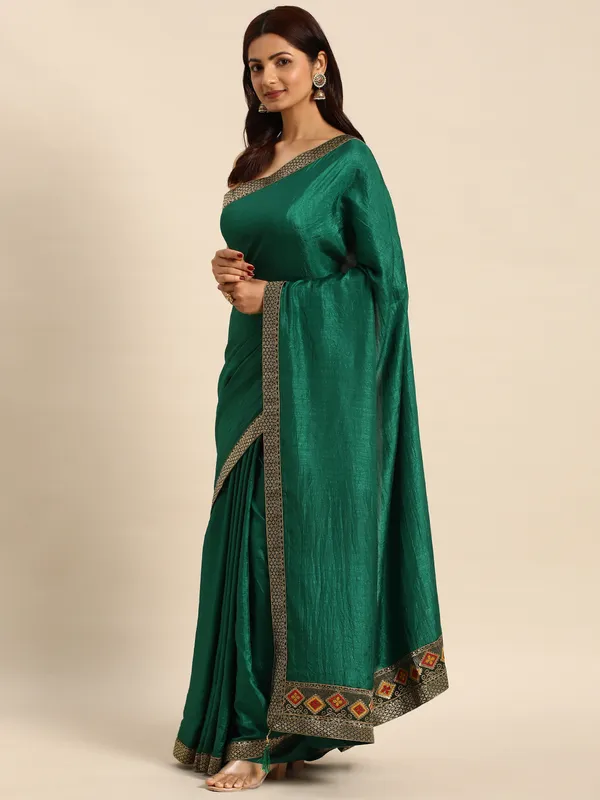 Green__Vichitra_Silk__Saree_Fancy_Border