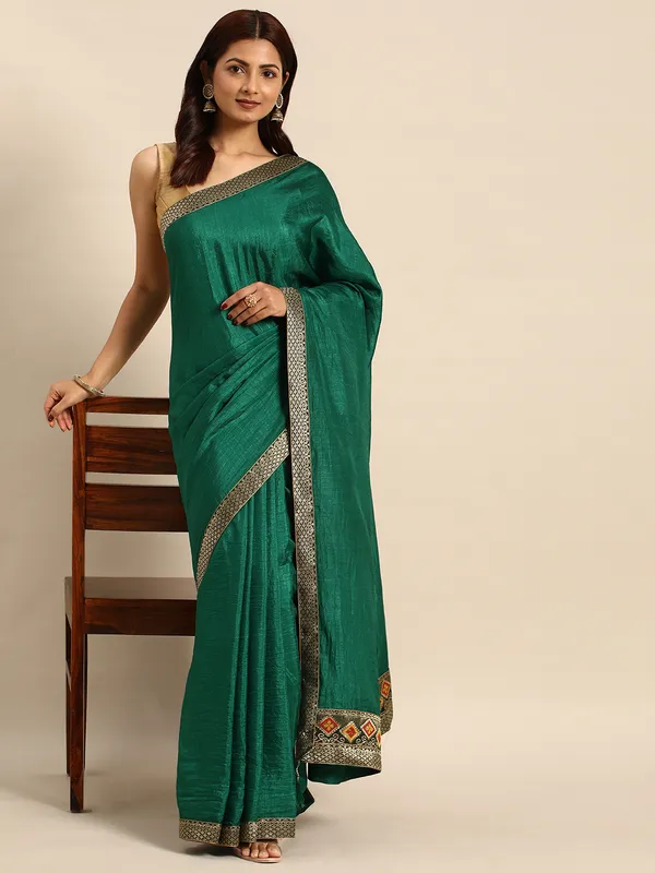 Green__Vichitra_Silk__Saree_Fancy_Border