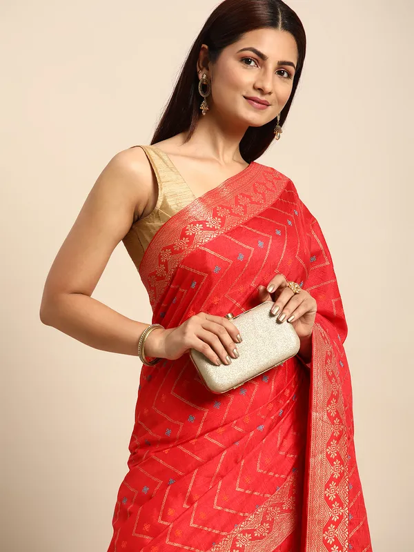 Red_Vichitra_Silk__Saree_Double_Foil_Work