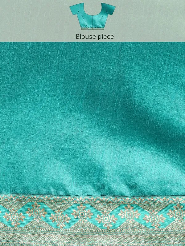 Turquoise_Green_Vichitra_Silk__Saree_Double_Foil_Work