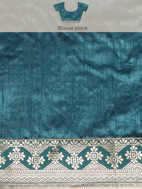 Teal_Blue_Vichitra_Silk__Saree_Double_Foil_Work