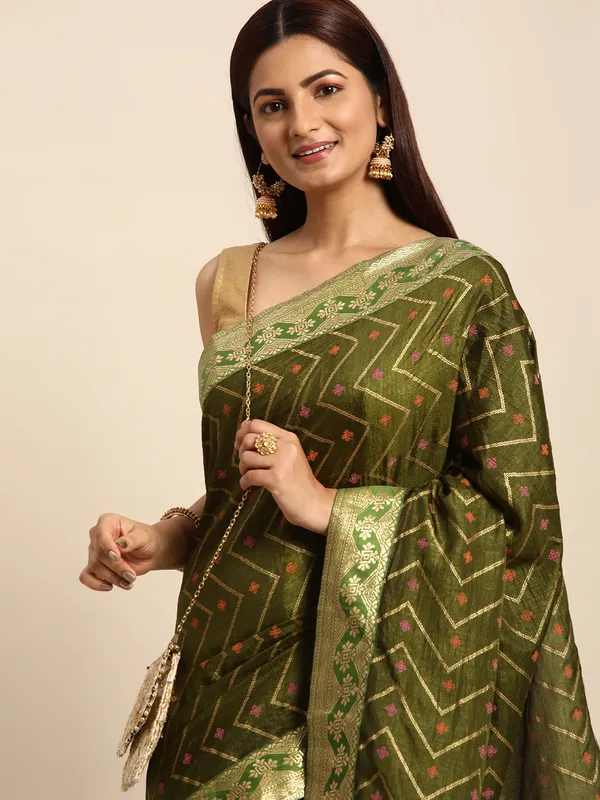 Green_Vichitra_Silk__Saree_Double_Foil_Work