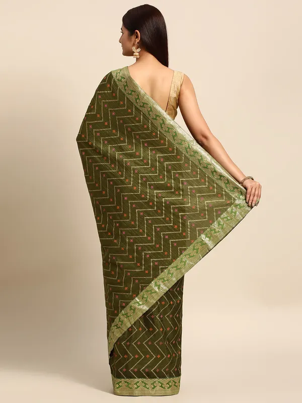 Green_Vichitra_Silk__Saree_Double_Foil_Work
