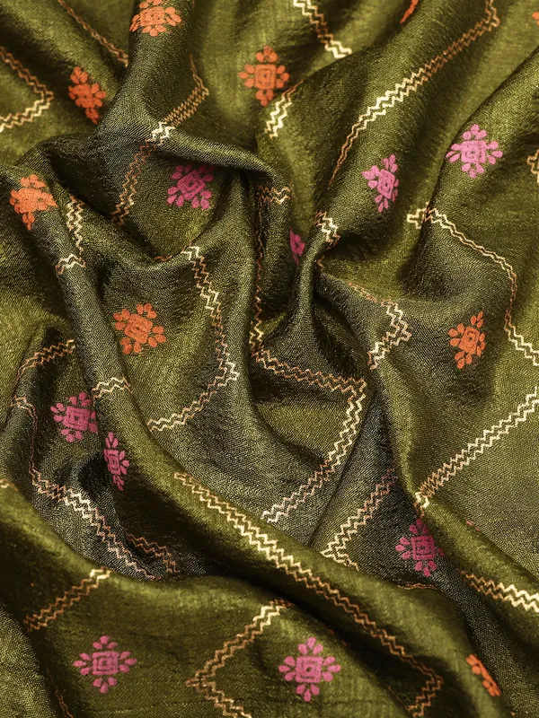 Green_Vichitra_Silk__Saree_Double_Foil_Work
