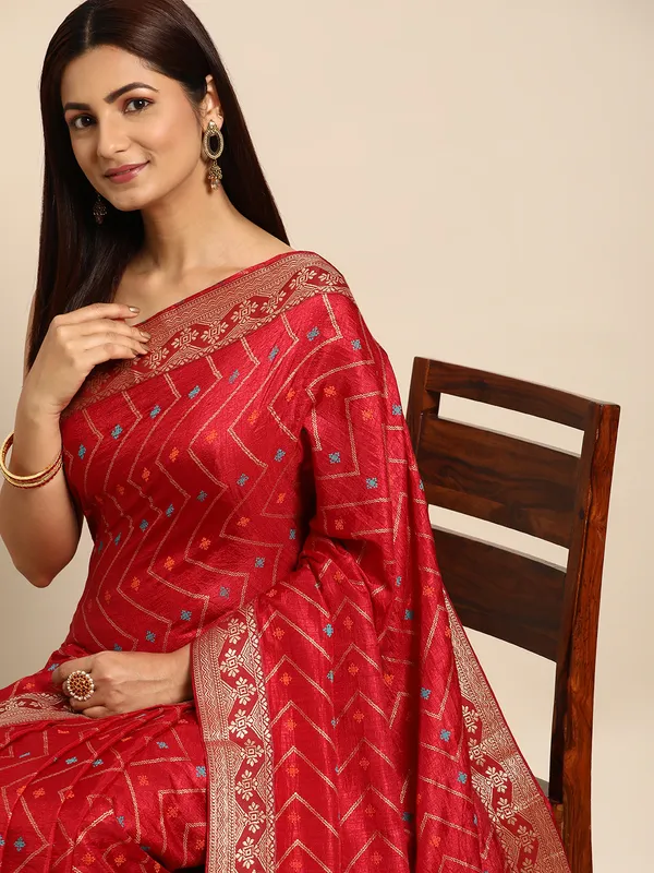 Maroon_Vichitra_Silk__Saree_Double_Foil_Work