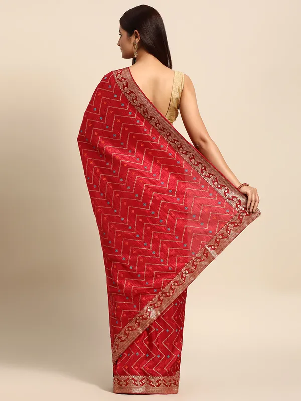 Maroon_Vichitra_Silk__Saree_Double_Foil_Work