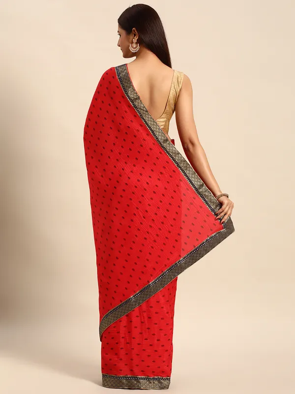 Red_Vichitra_Silk__Saree_Fancy_Border_With_Foil_Work_Saree