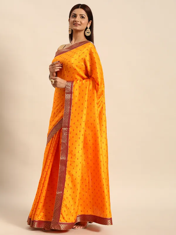 Yellow_Vichitra_Silk__Saree_Fancy_Border_With_Foil_Work_Saree