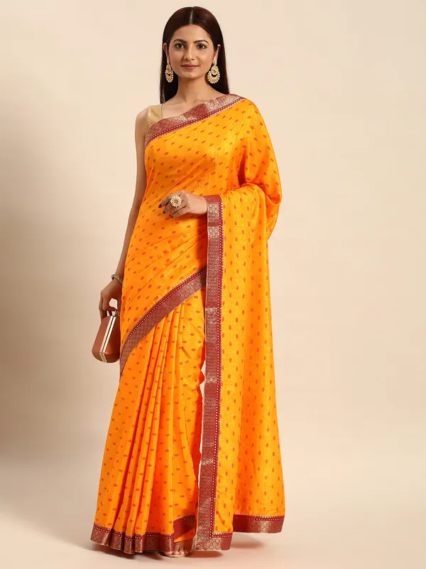 Yellow_Vichitra_Silk__Saree_Fancy_Border_With_Foil_Work_Saree
