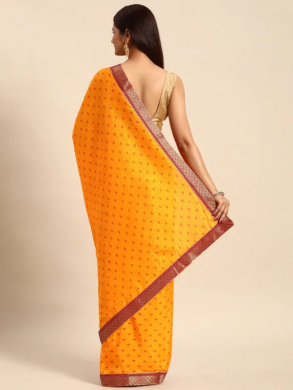 Yellow_Vichitra_Silk__Saree_Fancy_Border_With_Foil_Work_Saree
