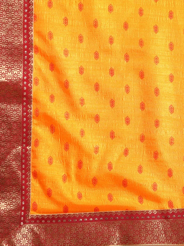 Yellow_Vichitra_Silk__Saree_Fancy_Border_With_Foil_Work_Saree