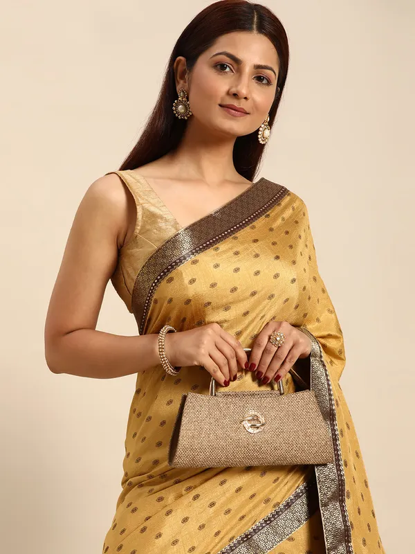 Yellow_Vichitra_Silk__Saree_Fancy_Border_With_Foil_Work_Saree