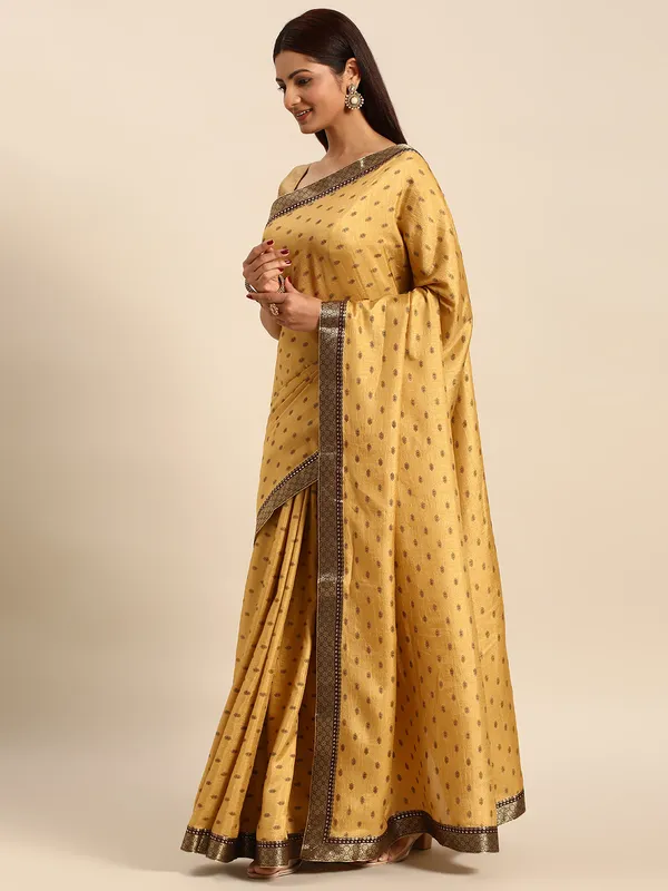 Yellow_Vichitra_Silk__Saree_Fancy_Border_With_Foil_Work_Saree