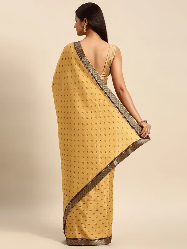 Yellow_Vichitra_Silk__Saree_Fancy_Border_With_Foil_Work_Saree