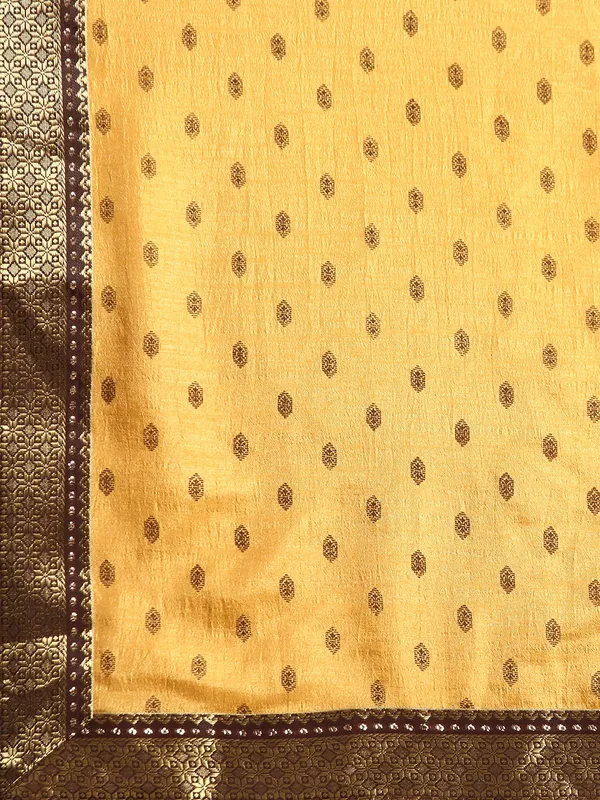 Yellow_Vichitra_Silk__Saree_Fancy_Border_With_Foil_Work_Saree