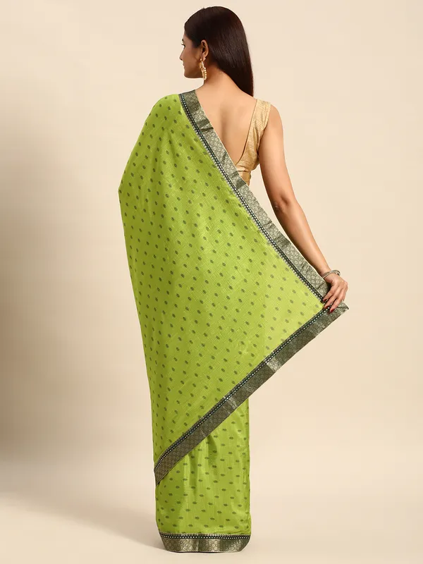 Green__Vichitra_Silk__Saree_Fancy_Border_With_Foil_Work_Saree