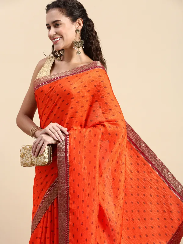 Orange_Vichitra_Silk__Saree_Fancy_Border_With_Foil_Work_Saree