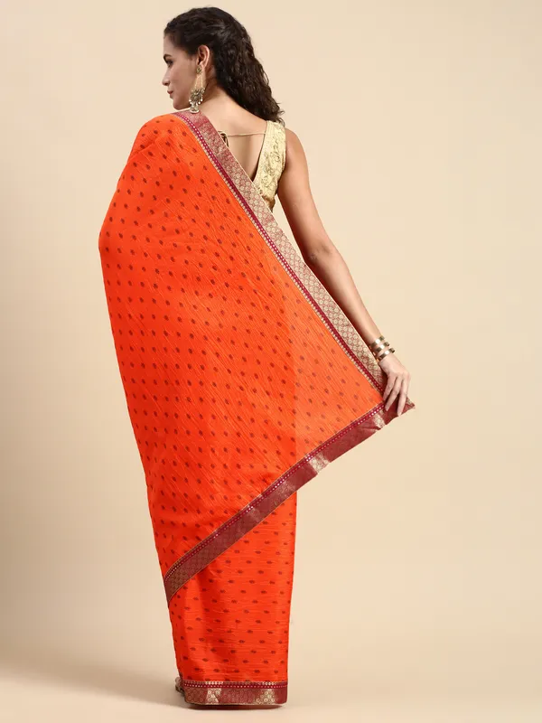 Orange_Vichitra_Silk__Saree_Fancy_Border_With_Foil_Work_Saree