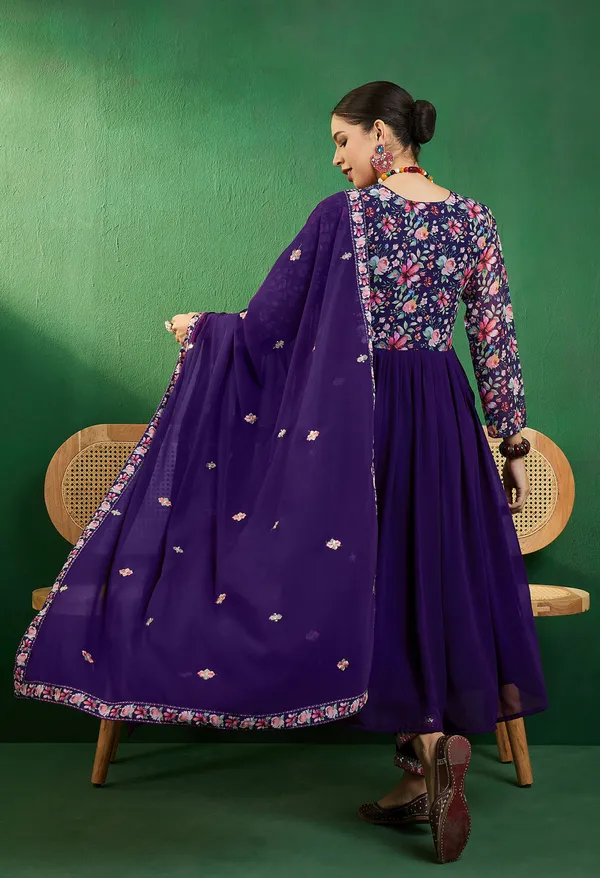 Purple_Georgette_Zari_Sequence_Embroidery_Digital_Print_Kurta_With_Pant_And_Dupatta
