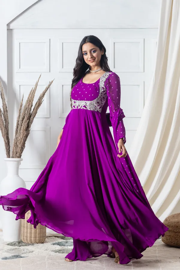 Anarkali_Style_Georgette_Purple_Dress