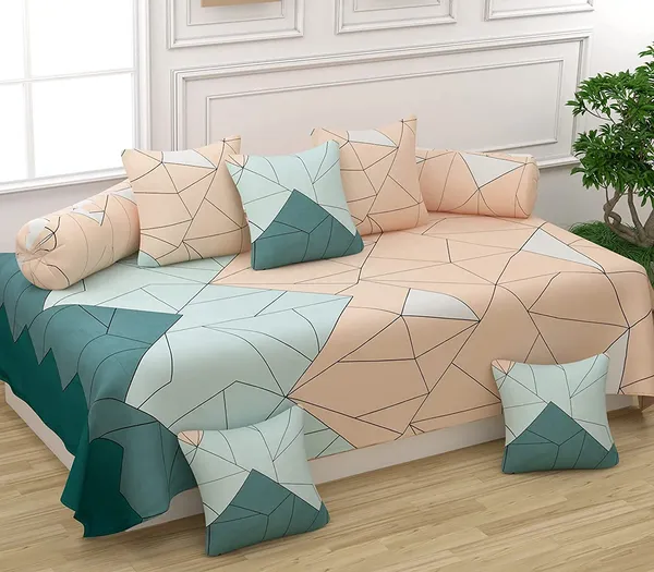 220TC_Glace_Cotton_Combo_of_8_Pcs_Diwan_Set_Covers_and_Double_Bed_Bedsheet_with_2_Pillow_Covers_-_Multi