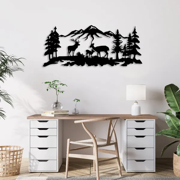 Wooden_Wall_Art_for_Home_Decoration__|_Deer_Grazing__|_Black