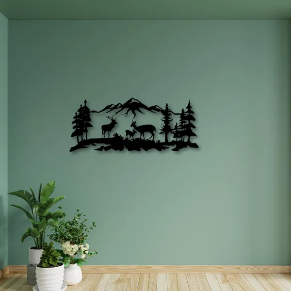Wooden_Wall_Art_for_Home_Decoration__|_Deer_Grazing__|_Black
