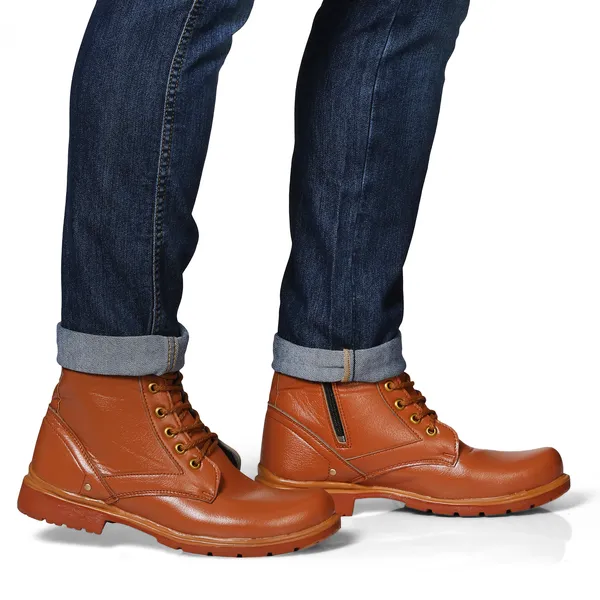 Tan_Brown_Leatherette_And_Airmix_Zipper_Boots_For_Men