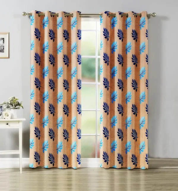 Polyester_Fabric_-Modern_Leaf_Print_parde_for_Home,_Living_Room,_Bedroom,_Offices_(Aqua_Blue)_-_Set_of_2_Pc