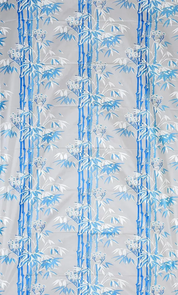 Floral_Design_Waterproof_Shower_Curtain_for_Bathroom_-_PVC_Plastic_Water_Repellent_Curtain_with_8_Hooks_Blue_Color_Pack_of_1
