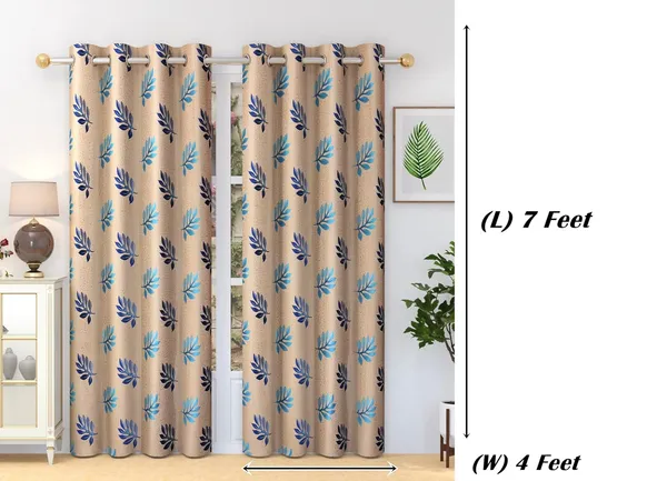 Polyester_Fabric_Floral_Design_Curtains_-_Leaf_Print_parde_for_Door_(Blue)_-_Set_of_2_Curtains