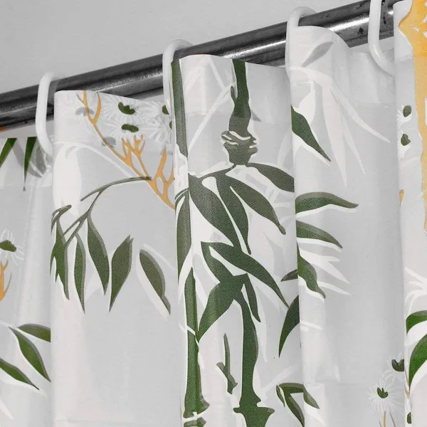 Bamboo_Print_Waterproof_Shower_Curtain,_PVC_Plastic_Curtain_for_Bathroom_with_16_Hooks_54_Inch_x_84_Inch,_Pink_and_Green_Pack_of_2