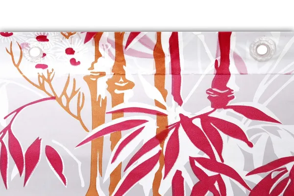 Bamboo_Print_Waterproof_Shower_Curtain,_PVC_Plastic_Curtain_for_Bathroom_with_16_Hooks_54_Inch_x_84_Inch,_Pink_and_Green_Pack_of_2