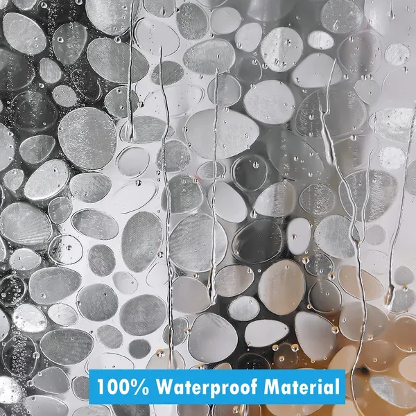 PVC_Plastic_3D_Cobblestone_Design_Waterproof_Shower_Curtain_for_Bathroom_with_8_Hooks_Semi-Transparent_Clear_Color,_7_Feet,_54_x_84_Inch