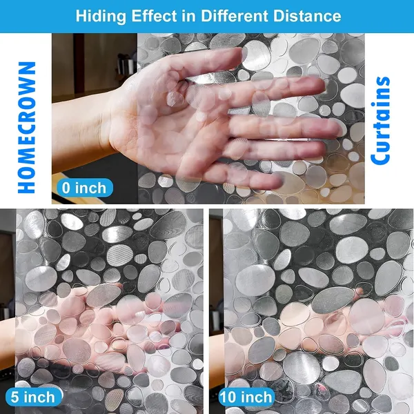 PVC_Plastic_3D_Cobblestone_Design_Waterproof_Shower_Curtain_for_Bathroom_with_8_Hooks_Semi-Transparent_Clear_Color,_7_Feet,_54_x_84_Inch