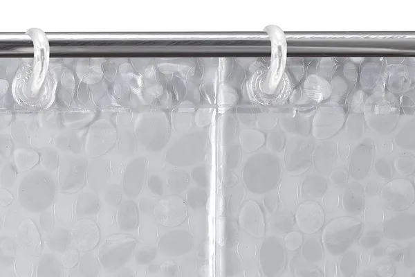 PVC_Plastic_3D_Cobblestone_Design_Waterproof_Shower_Curtain_for_Bathroom_with_8_Hooks_Semi-Transparent_Clear_Color,_7_Feet,_54_x_84_Inch