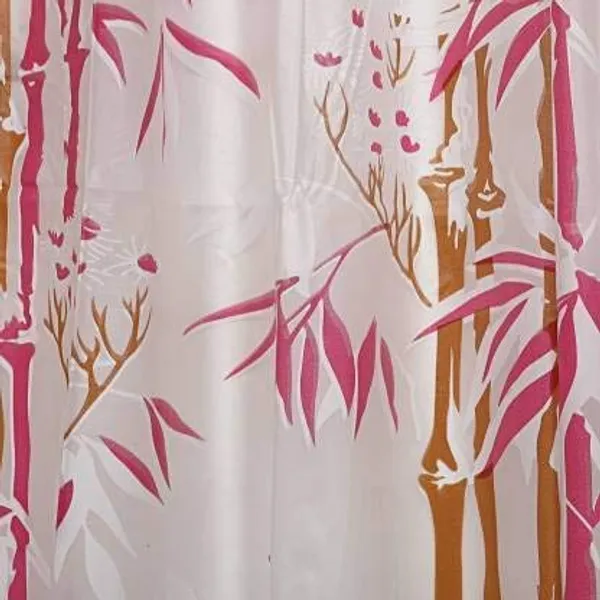 Bamboo_Print_Waterproof_Shower_Curtain_for_Bathroom,_PVC_Plastic_Curtain_with_8_Plastic_Hooks_54_Inch_x_84_Inch,_Pink_Pack_of_1