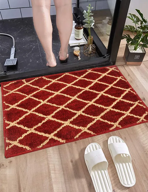 Microfiber_Anti_Slip_Doormat/Bathmat_for_Floor-_Non_Slippery_Quick_Dry_Water_Absorbent_Mat_-_12_x18_Inch,_Maroon,_1_Pc