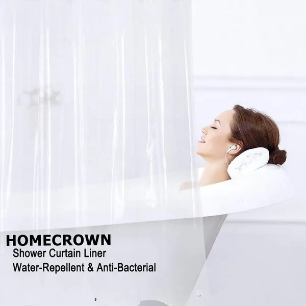 PVC_Waterproof_Shower_Curtain_with_8_Plastic_Hooks_(Transparent,_54_x_84_Inch)