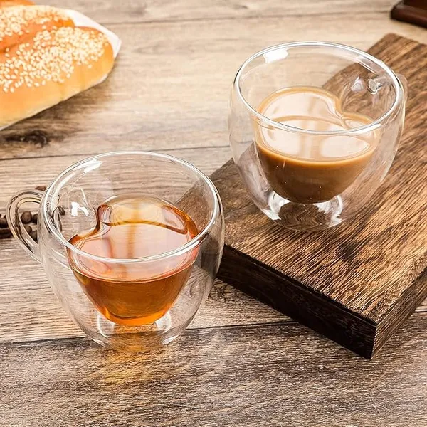 250ml_HEART_Shape_Double_Wall_Glass_Cups,_Insulated_Tea_&_Coffee_Cups,_Hot_&_Cold_Drinks,_Coffee,_Tea,_Milk,_Cappuccino,_Juice,_Microwave_Safe,_Stylish_Espresso_Chocolate_Beverage