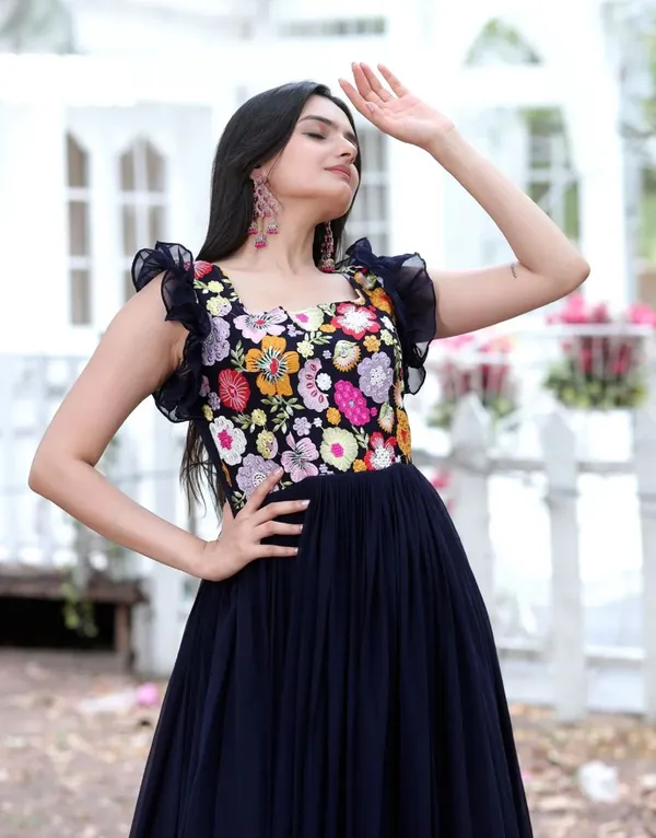 FOXDX_Dark_Blue_Women_Embroidered_Anarkali_Gown_Kurta