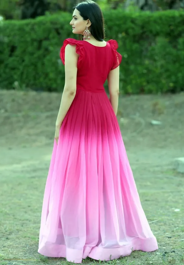 FOXDX_Women_Embroidered_Gown_Kurta_(Pink,_White_&_Maroon)