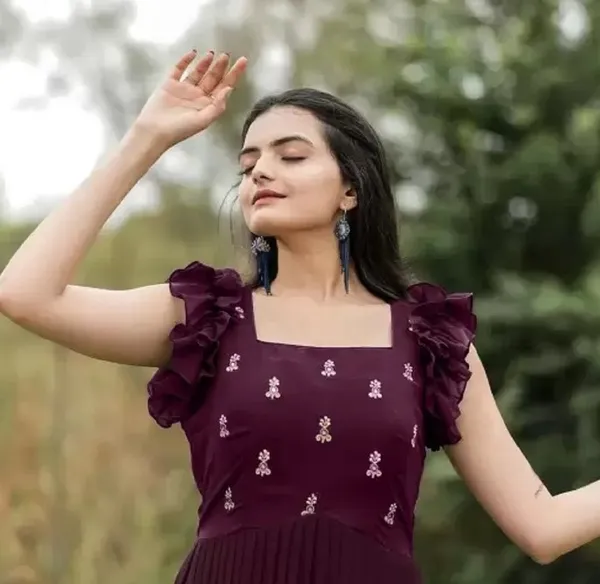 FOXDX_Purple_&_Pink_Women_Printed_Anarkali_Gown_Kurta