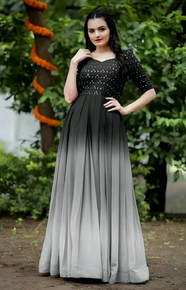 FOXDX_Black_&_Grey_Women_Printed_Anarkali_Gown_Kurta