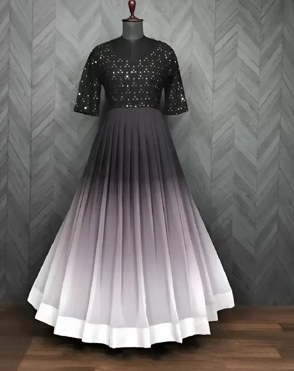 FOXDX_Black_&_Grey_Women_Printed_Anarkali_Gown_Kurta